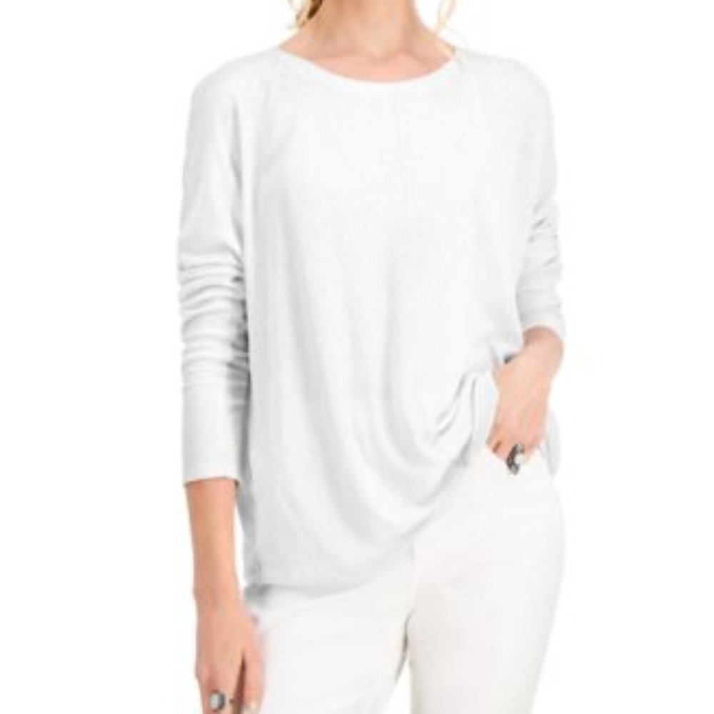 SIZE:XL STYLE&CO WHITE DOLMAN SLEEVE TOP W/BOAT NECK NWT RTL:$39.50